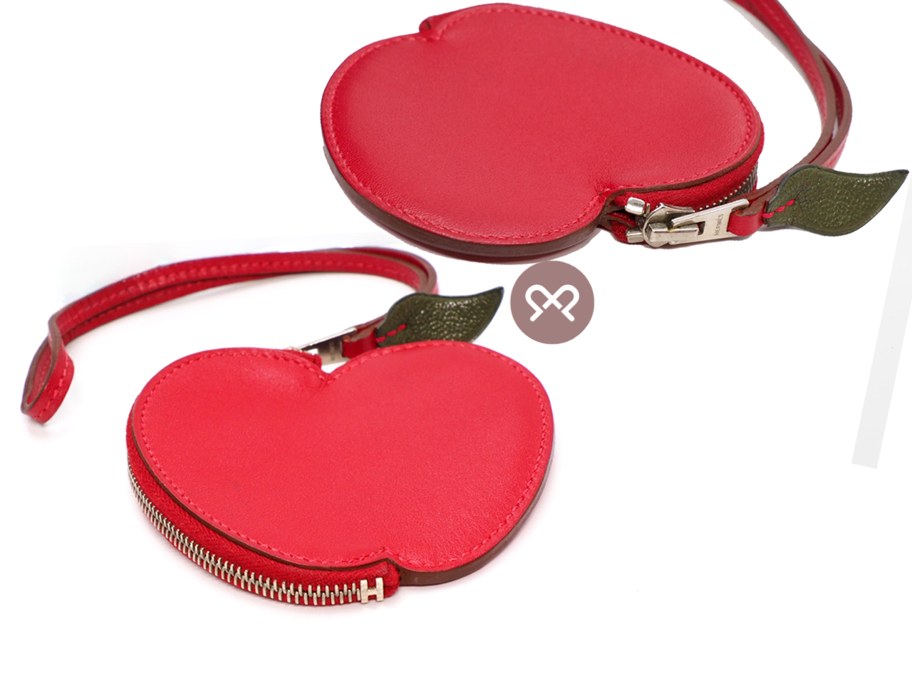 Hermes "Tutti Frutti Porte Monnaie" APPLE Rouge VIF/ Canopee Coin Purse/ Bag Charm - Image 4