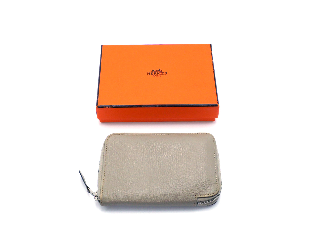 Hermes Beige/ Taupe Mysore Leather Azap Vertical Compact Wallet N Square Stamp