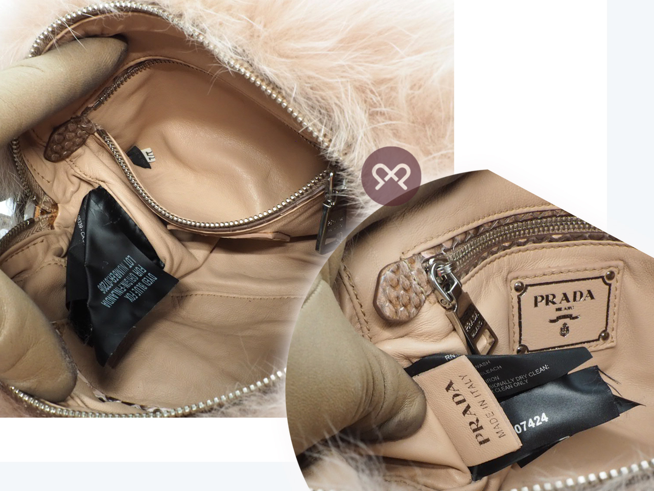 Prada Pink/ Brown Fox Fur Snakeskin Chain Camera Crossbody Bag - Image 7