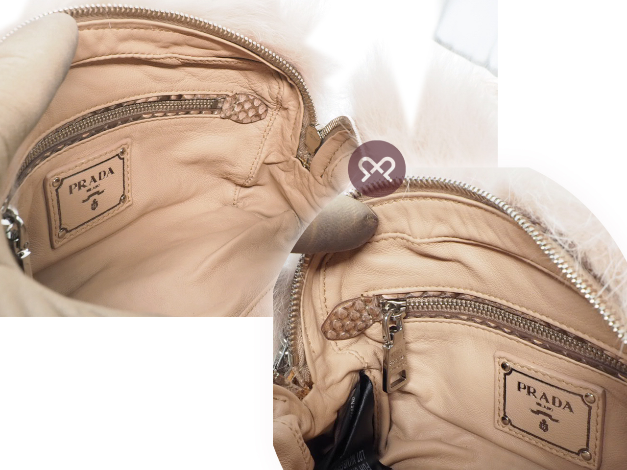 Prada Pink/ Brown Fox Fur Snakeskin Chain Camera Crossbody Bag - Image 6