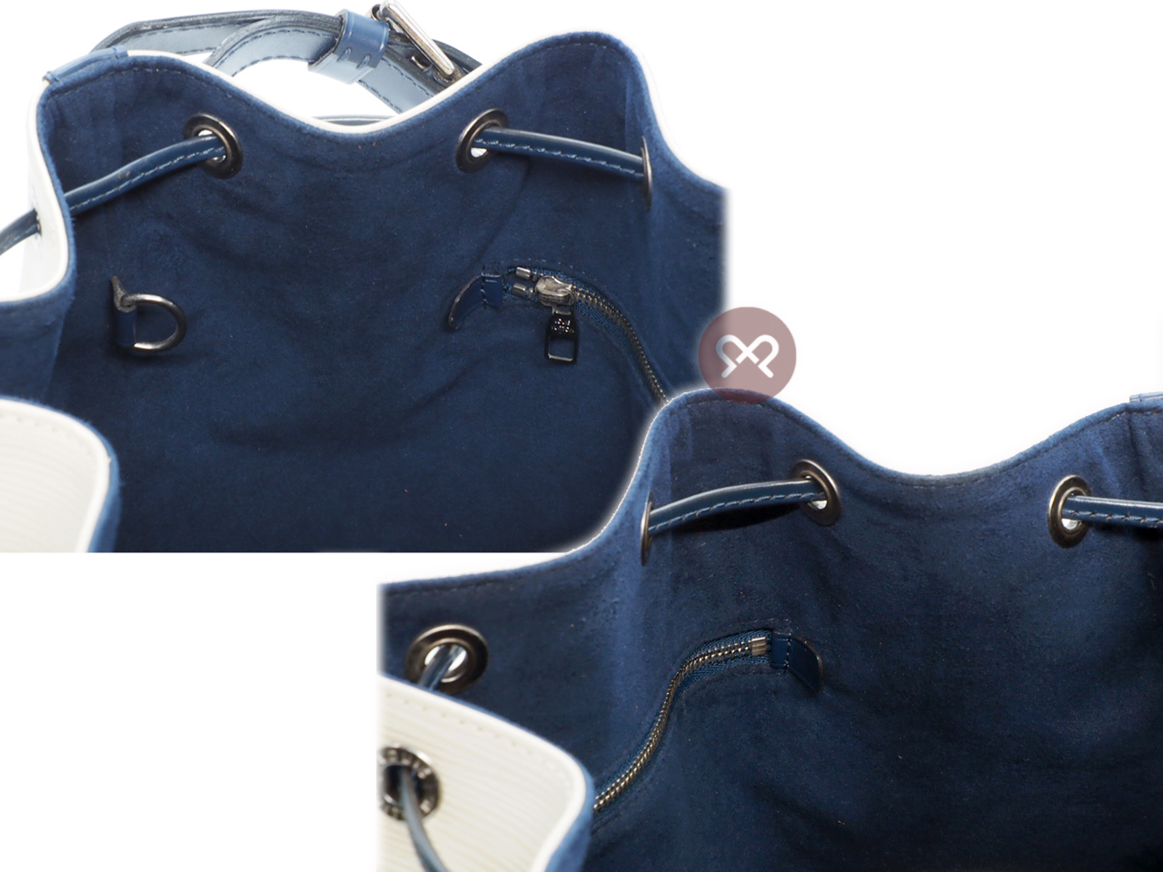 Louis Vuitton M40881 Biocolor Ivory/ Blue Epi Leather Petit Noe Drawstring Bucket Bag (TJ1133) - Image 7