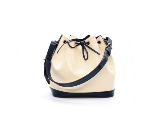 Louis Vuitton M40881 Biocolor Ivory/ Blue Epi Leather Petit Noe Drawstring Bucket Bag (TJ1133)
