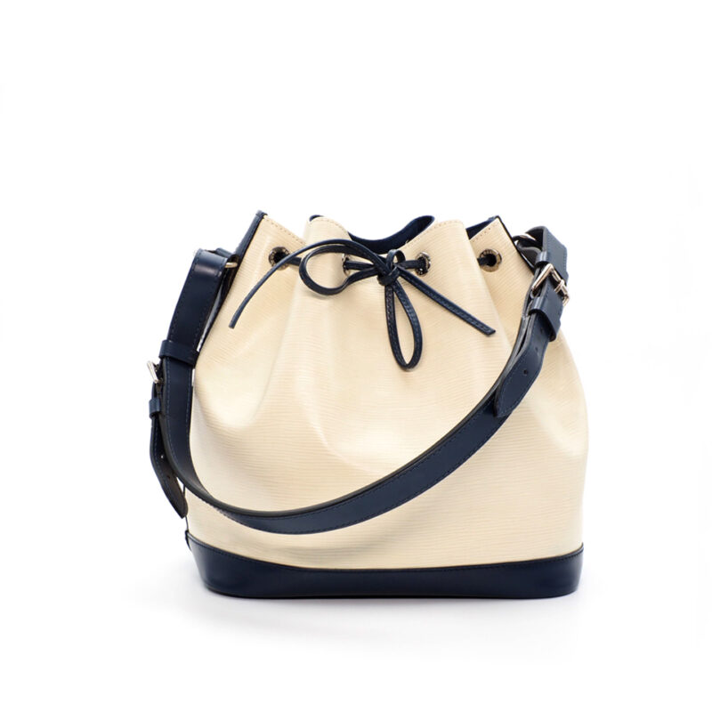 Louis Vuitton M40881 Biocolor Ivory/ Blue Epi Leather Petit Noe Drawstring Bucket Bag (TJ1133)