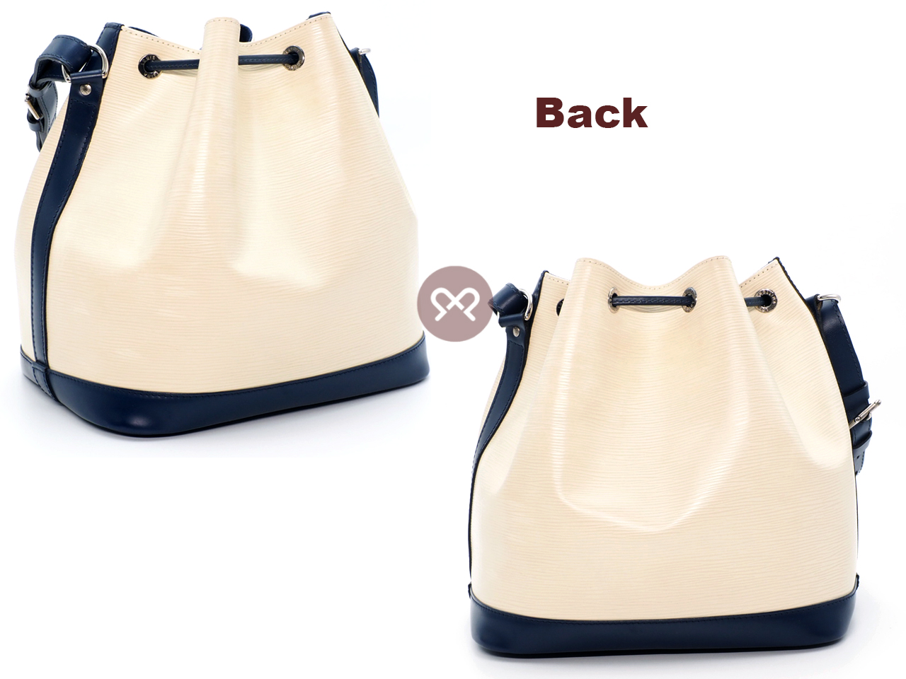 Louis Vuitton M40881 Biocolor Ivory/ Blue Epi Leather Petit Noe Drawstring Bucket Bag (TJ1133) - Image 3