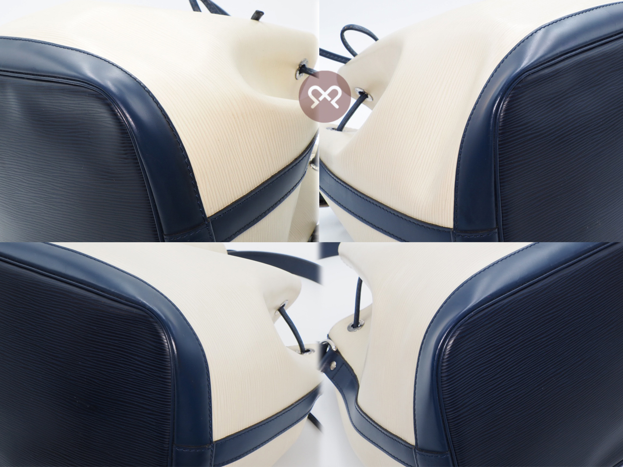 Louis Vuitton M40881 Biocolor Ivory/ Blue Epi Leather Petit Noe Drawstring Bucket Bag (TJ1133) - Image 8