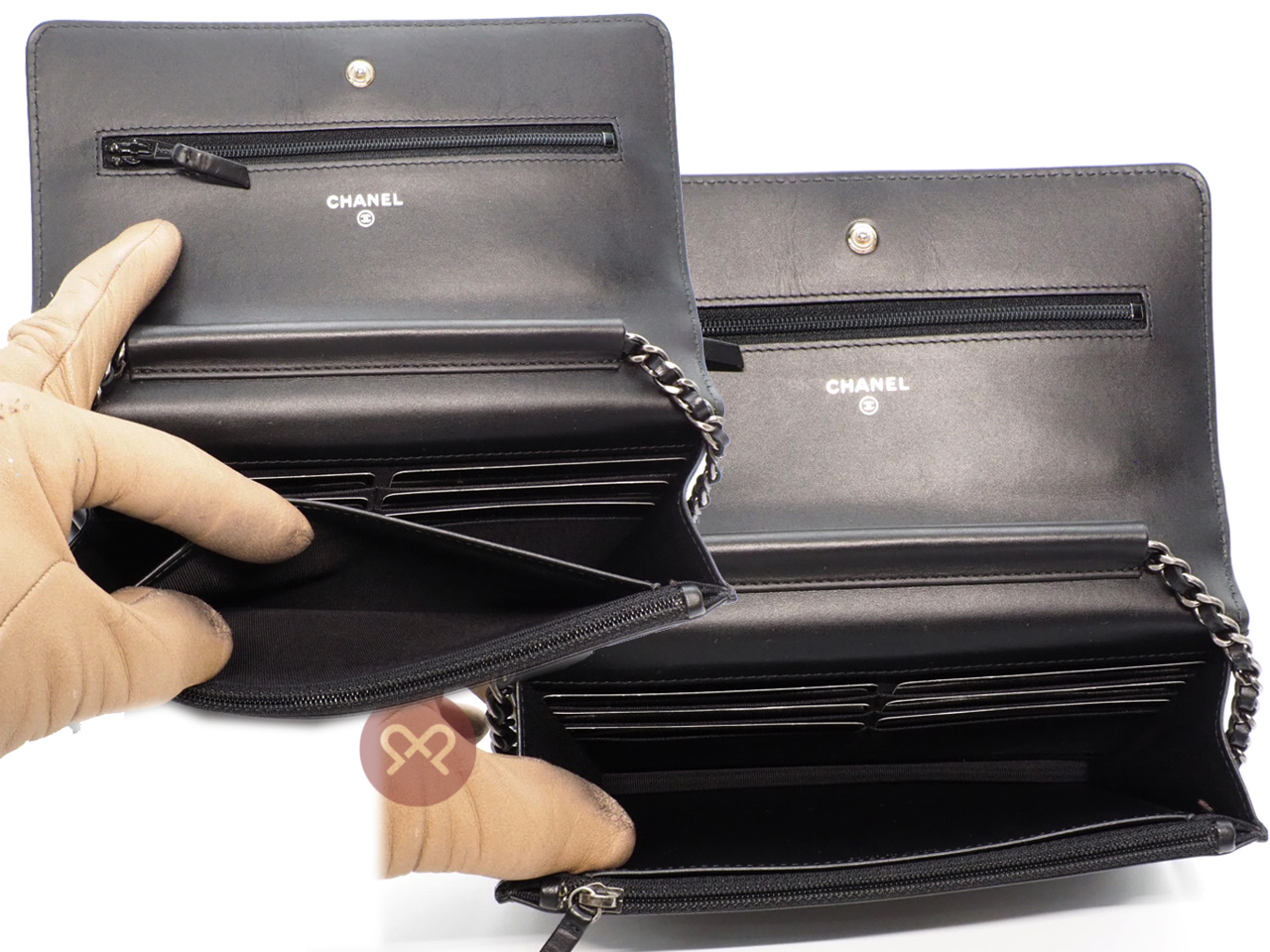 CHANEL 20930159 Black Aged Calfskin Quilted Lucky Charms 2.55 Reissue Wallet on Chain Ruthenium Hardware - Image 11
