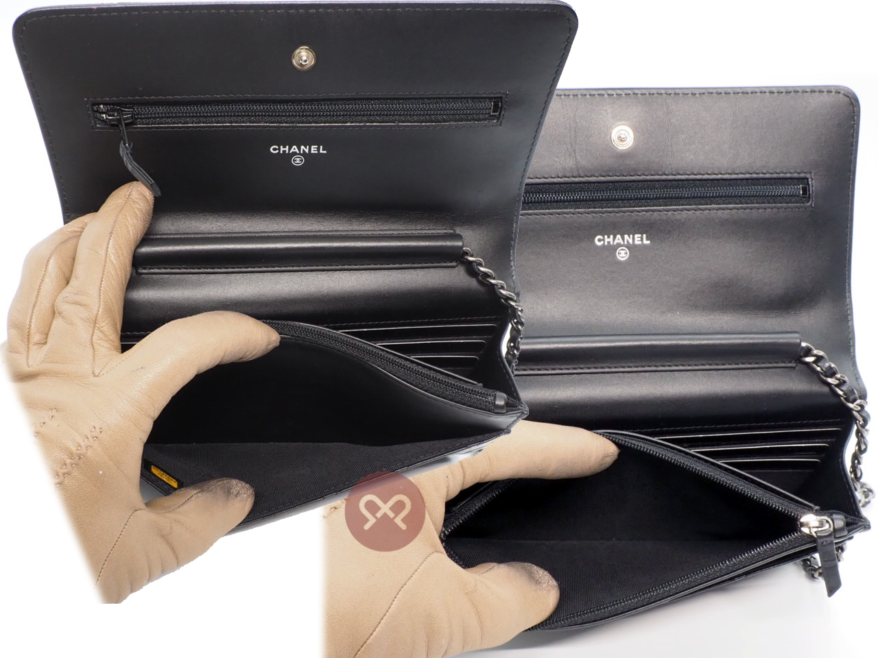 CHANEL 20930159 Black Aged Calfskin Quilted Lucky Charms 2.55 Reissue Wallet on Chain Ruthenium Hardware - Image 12