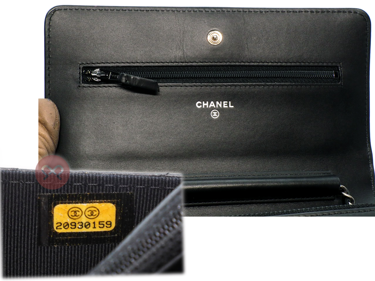 CHANEL 20930159 Black Aged Calfskin Quilted Lucky Charms 2.55 Reissue Wallet on Chain Ruthenium Hardware - Image 8