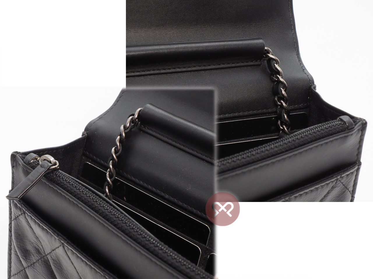 CHANEL 20930159 Black Aged Calfskin Quilted Lucky Charms 2.55 Reissue Wallet on Chain Ruthenium Hardware - Image 9