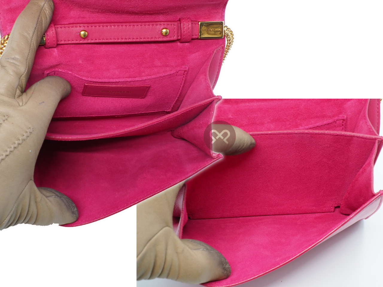 Saint Laurent Paris / YSL 393593 Fuchsia Pink Leather Mini Chyc Ligne Y Chain Wallet Clutch/ Shoulder/ Sling Bag - Image 10