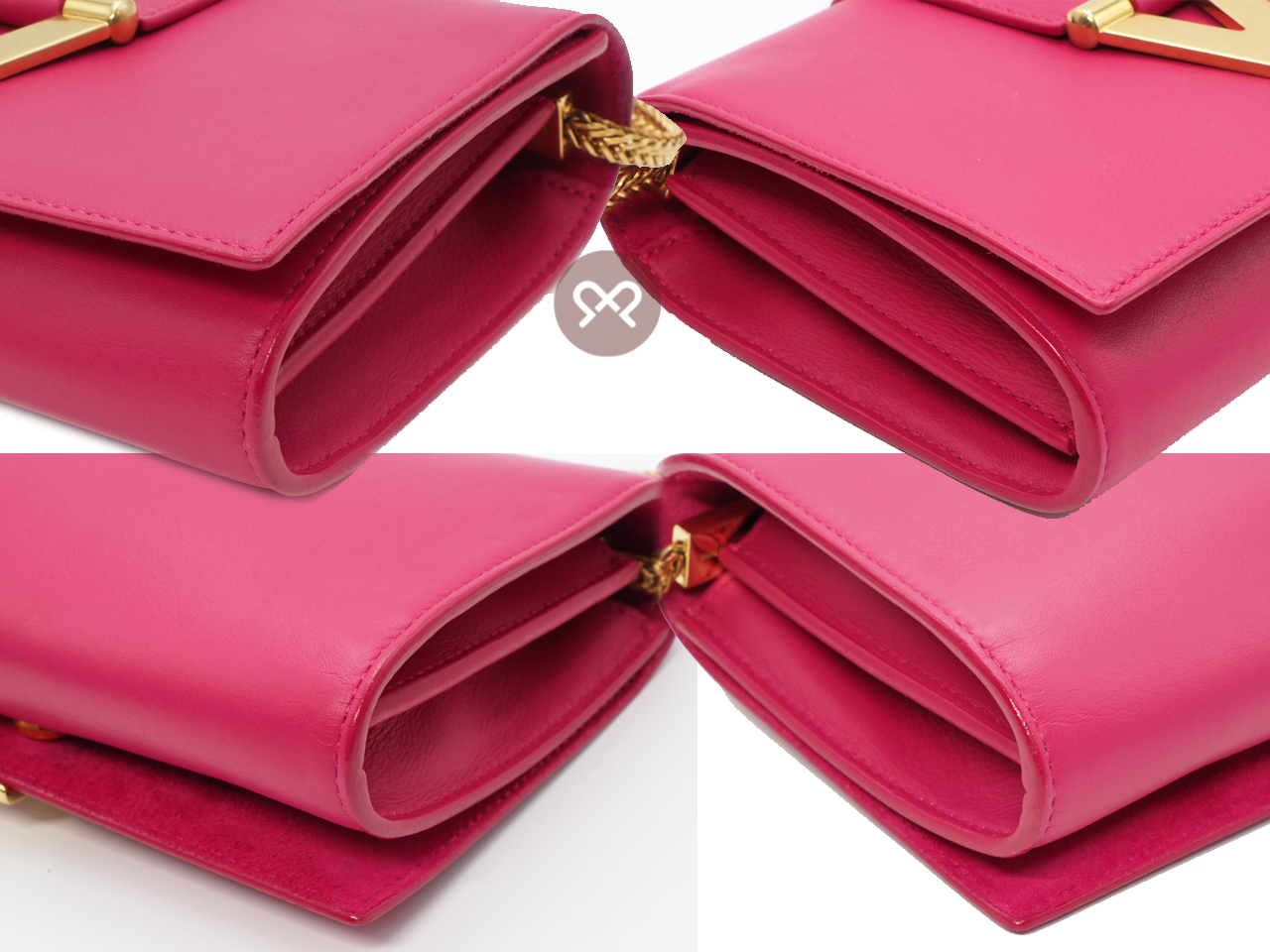 Saint Laurent Paris / YSL 393593 Fuchsia Pink Leather Mini Chyc Ligne Y Chain Wallet Clutch/ Shoulder/ Sling Bag - Image 8