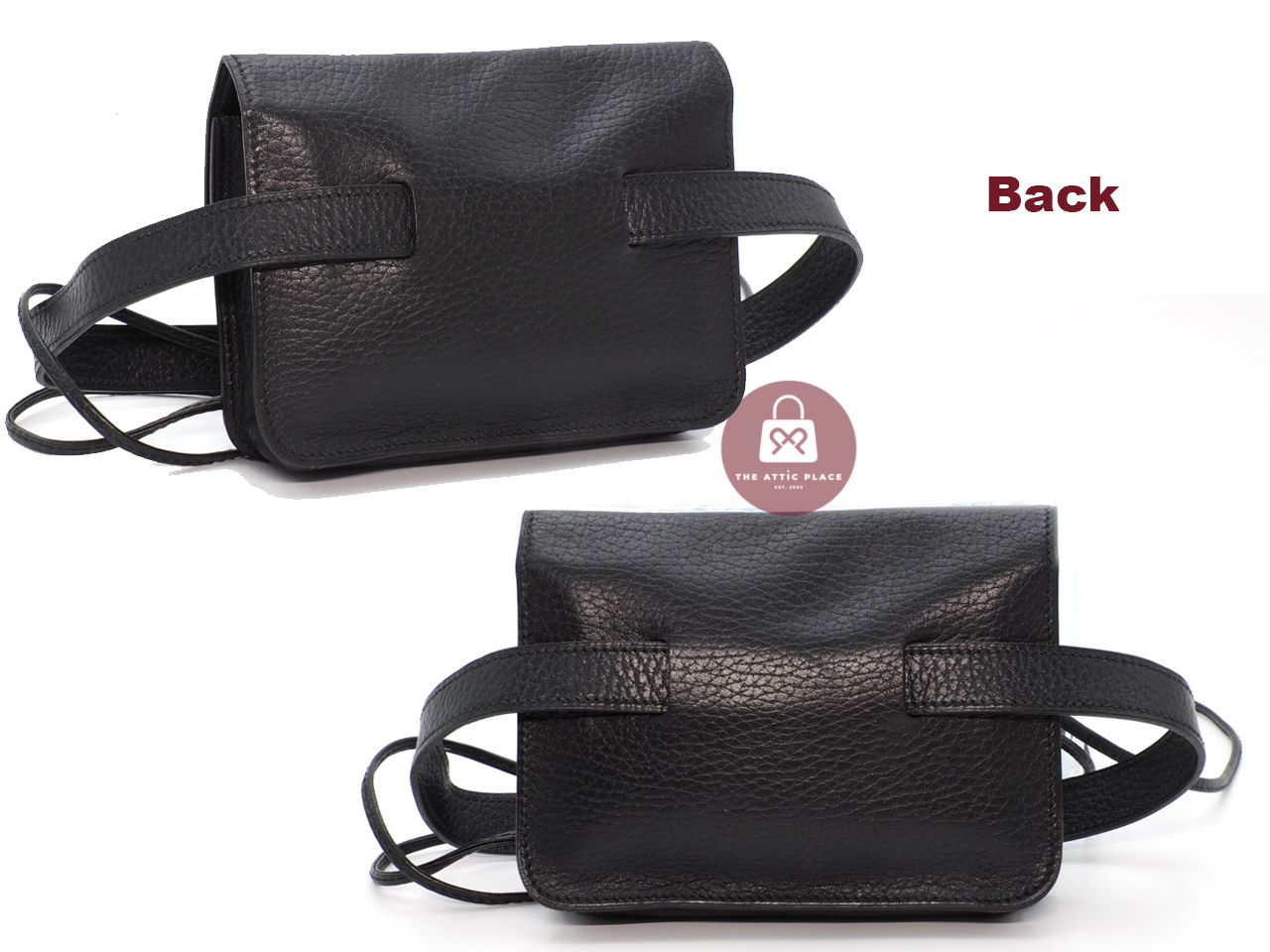 Hermès Courchevel Black Leather Pochette Belt Bag/ Waist/ Bum Gold Hardware - Image 3