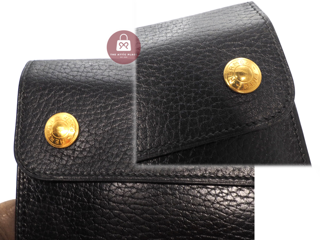Hermès Courchevel Black Leather Pochette Belt Bag/ Waist/ Bum Gold Hardware - Image 6
