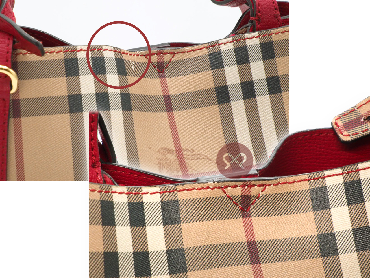 Burberry Red Lorne Bucket Drawstring Haymarket Coated Canvas Small Crossbody Bag - Image 7