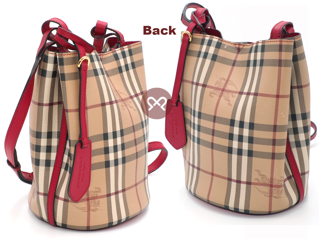 Burberry Red Lorne Bucket Drawstring Haymarket Coated Canvas Small Crossbody Bag - Image 4