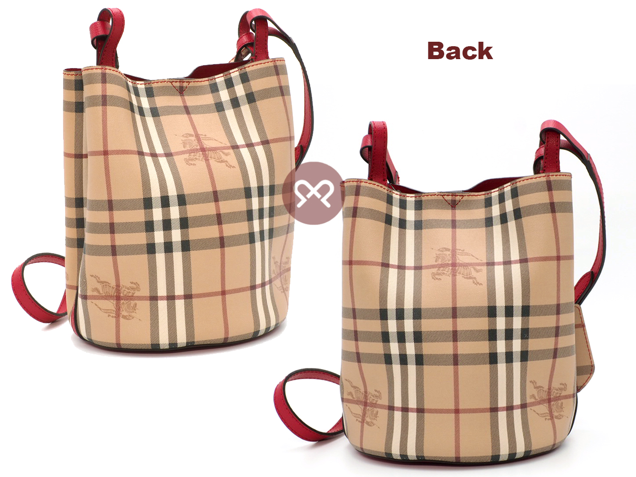 Burberry Red Lorne Bucket Drawstring Haymarket Coated Canvas Small Crossbody Bag - Image 3