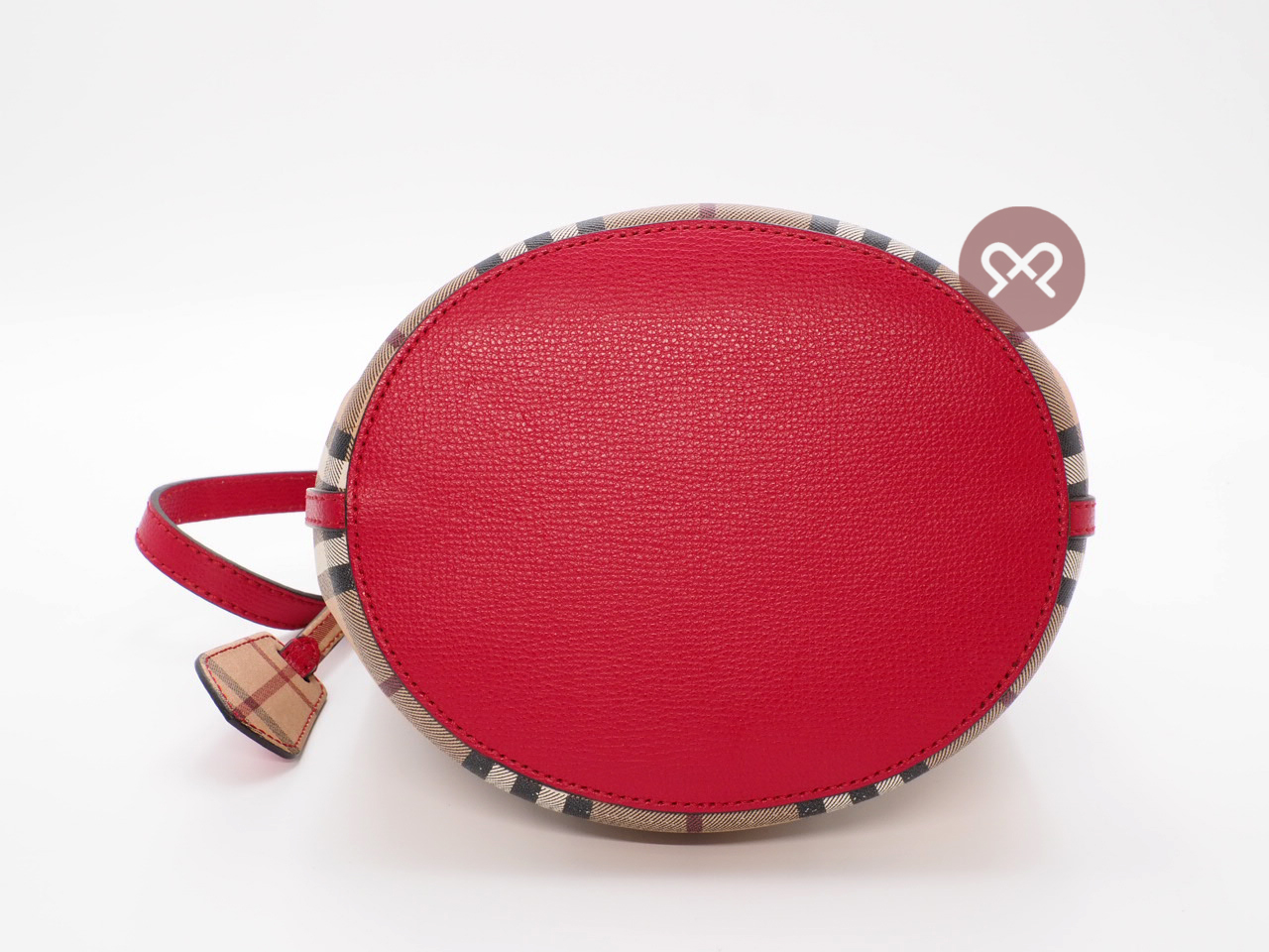 Burberry Red Lorne Bucket Drawstring Haymarket Coated Canvas Small Crossbody Bag - Image 5