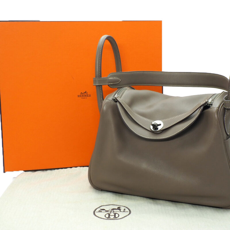 Hermes Lindy 30 Etoupe Swift Leather R Stamp Palladium Hardware -Year 2014