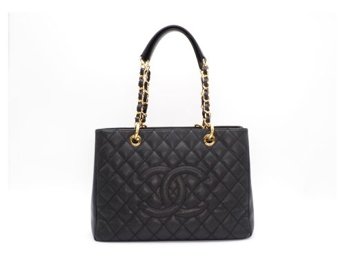 Chanel 17957342 Black Caviar Grand Shopping Tote Gold Hardware