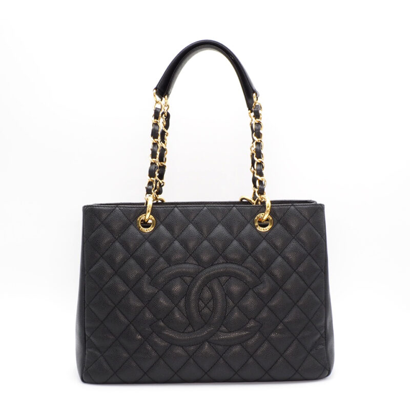 Chanel 17957342 Black Caviar Grand Shopping Tote Gold Hardware