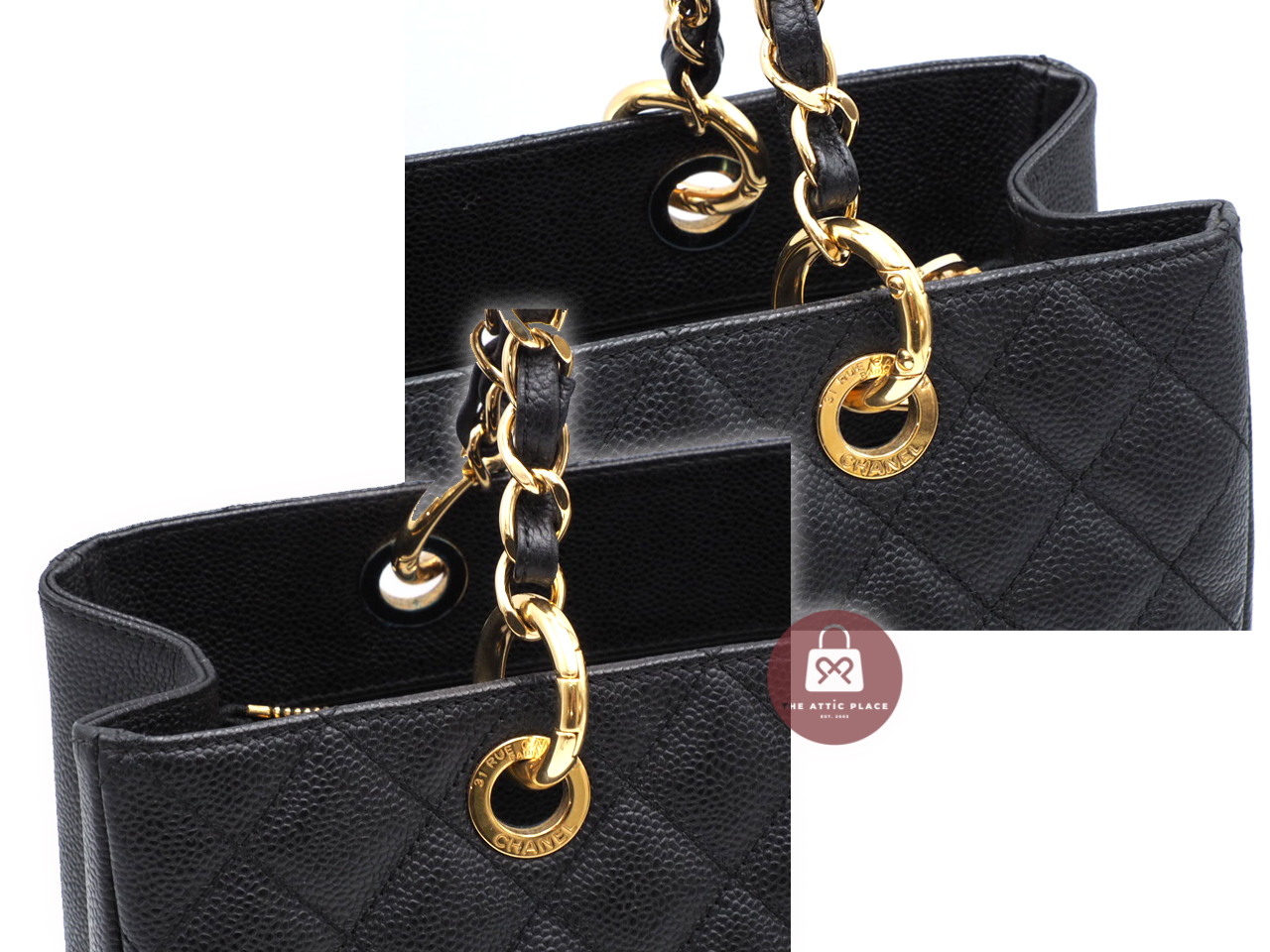 Chanel 17957342 Black Caviar Grand Shopping Tote Gold Hardware - Image 3