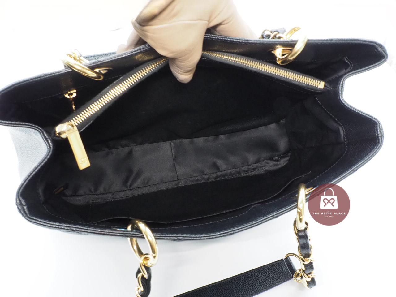Chanel 17957342 Black Caviar Grand Shopping Tote Gold Hardware - Image 10