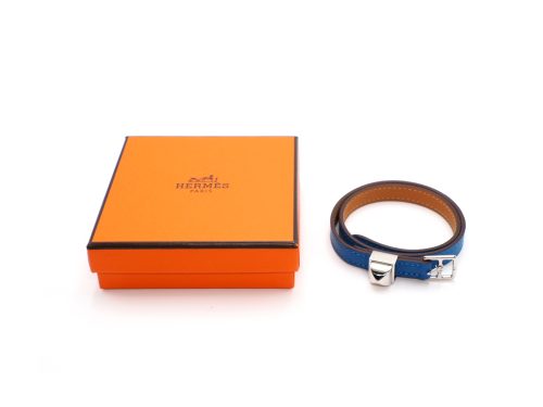Hermes Swift Medor Infini Double Wrap Blue M Size O Stamp Silver Hardware Bracelet