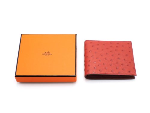 Hermes MC2 Copernic Compact wallet in Ostrich Leather X Stamp Palladium Hardware