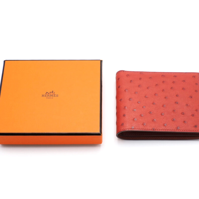 Hermes MC2 Copernic Compact wallet in Ostrich Leather X Stamp Palladium Hardware