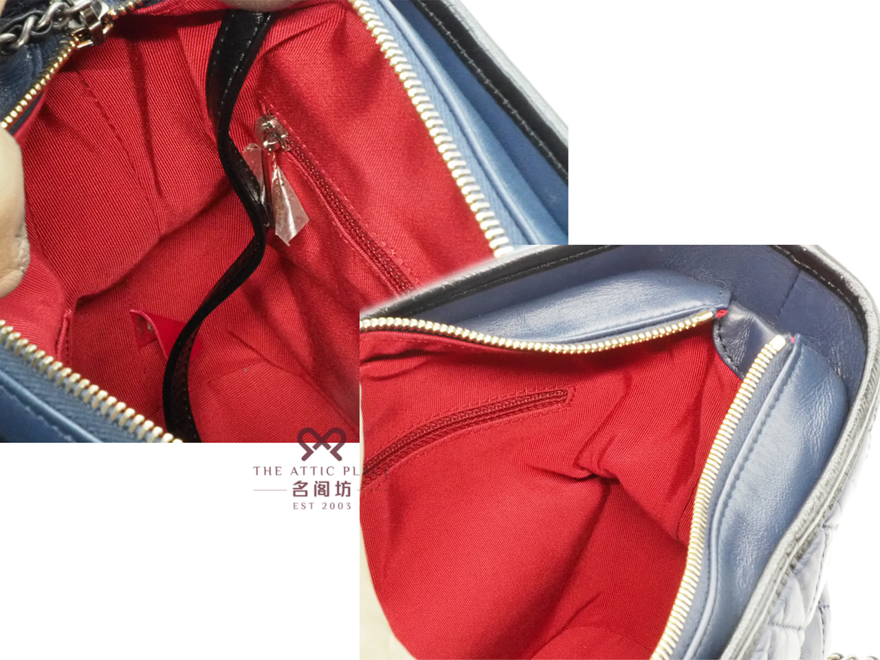 CHANEL 25328500 Blue/ Black Quilted Leather Gabrielle Medium 28cm Hobo Shoulder bag - Image 8