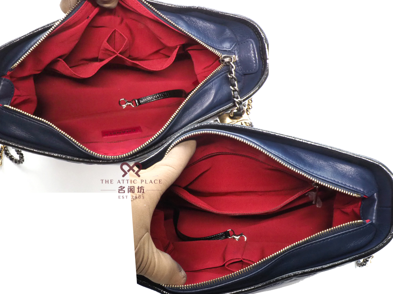 CHANEL 25328500 Blue/ Black Quilted Leather Gabrielle Medium 28cm Hobo Shoulder bag - Image 11