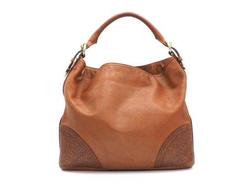 Gucci 181514 Brown Leather Large Signoria Hobo Bag