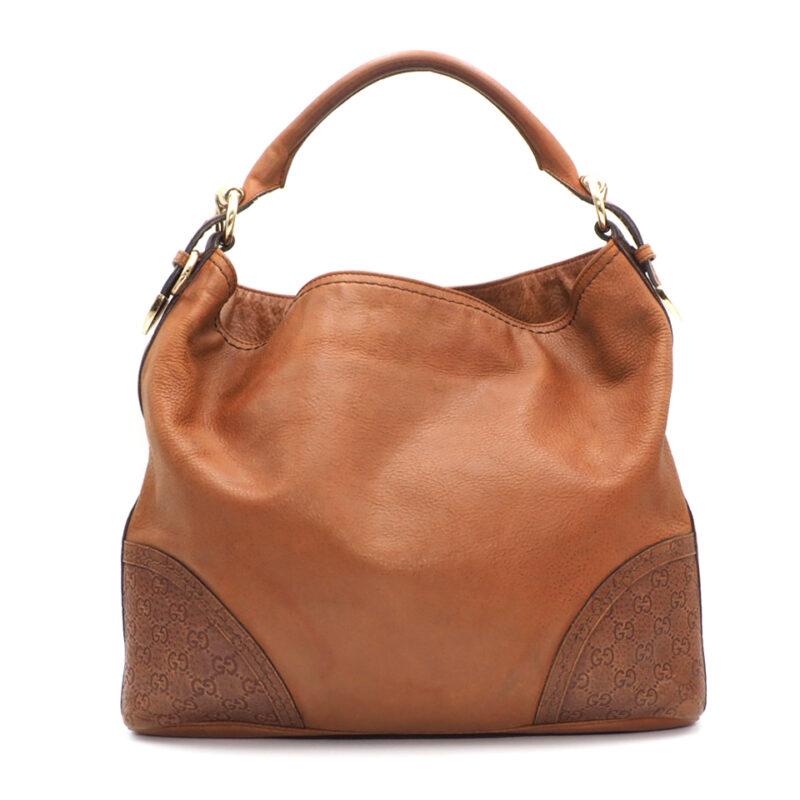 Gucci 181514 Brown Leather Large Signoria Hobo Bag