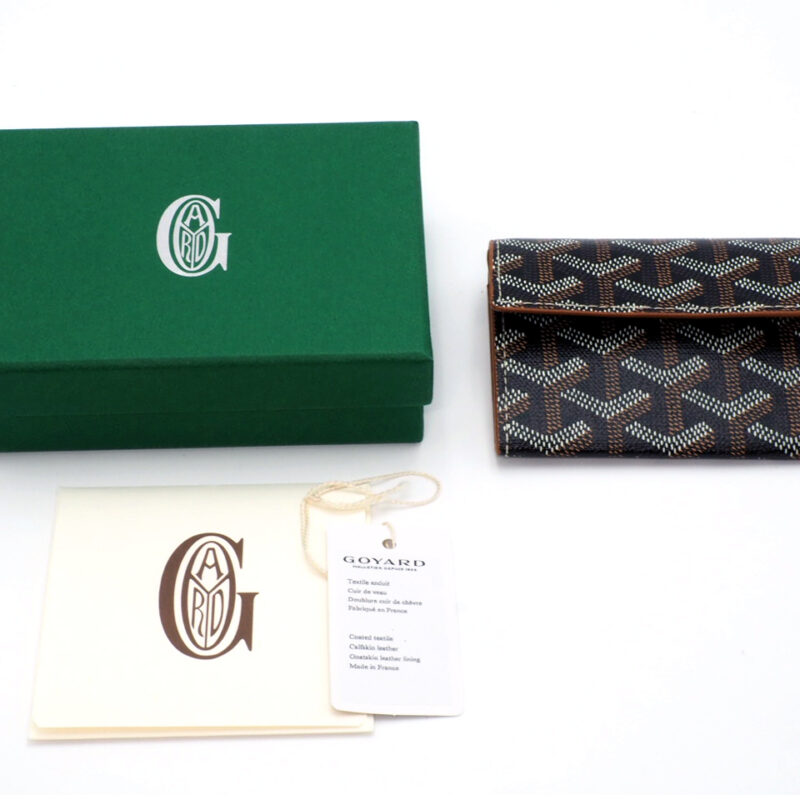 Goyard Black/ Tan Classic Goyardine Porte-Monnaie Marigny Wallet/ Purse