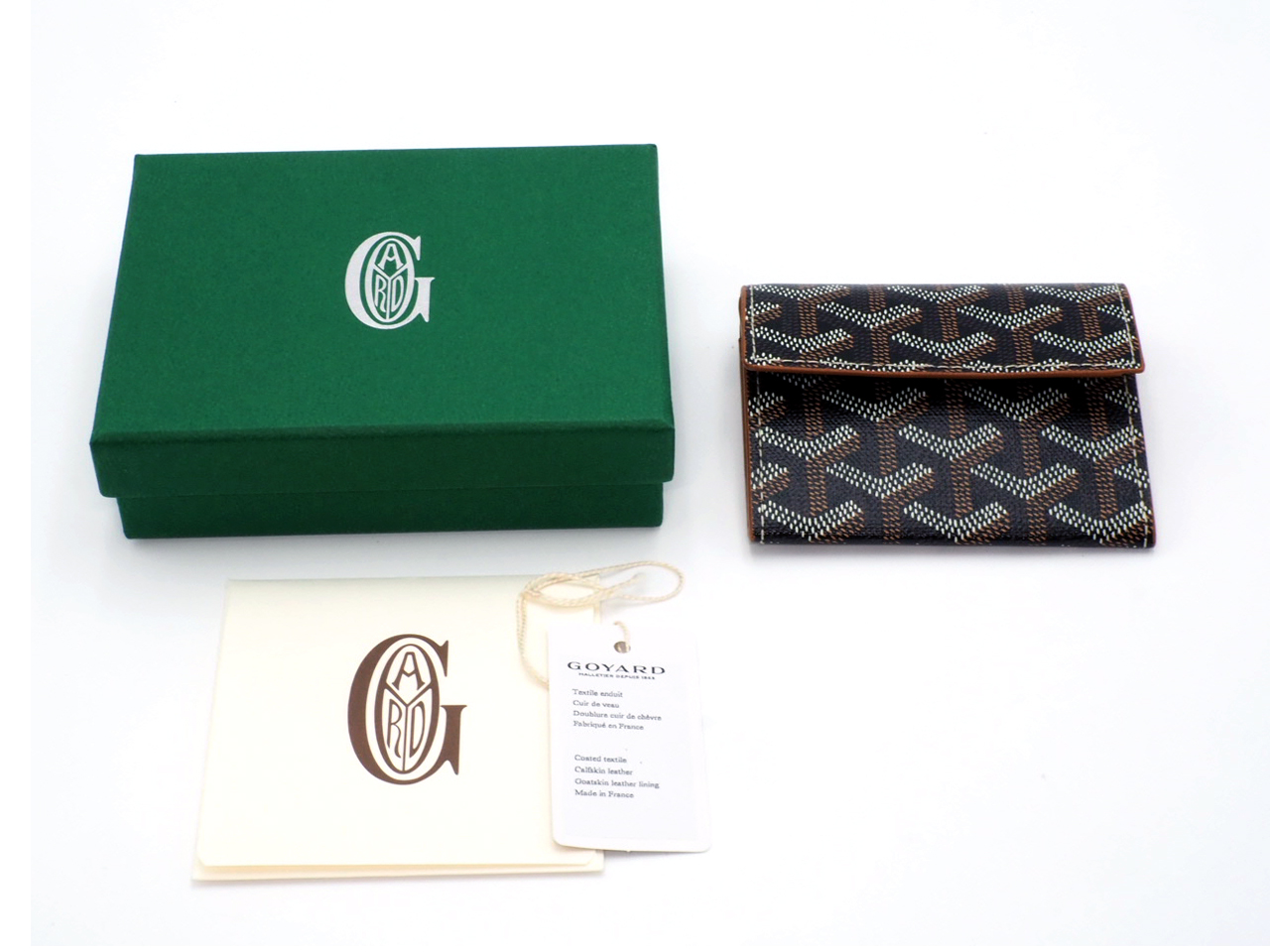 Goyard Black/ Tan Classic Goyardine Porte-Monnaie Marigny Wallet/ Purse
