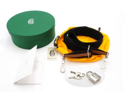 GOYARD Black & Tan Sangle PM Canvas Leather Detachable Shoulder Strap with Key and Lock