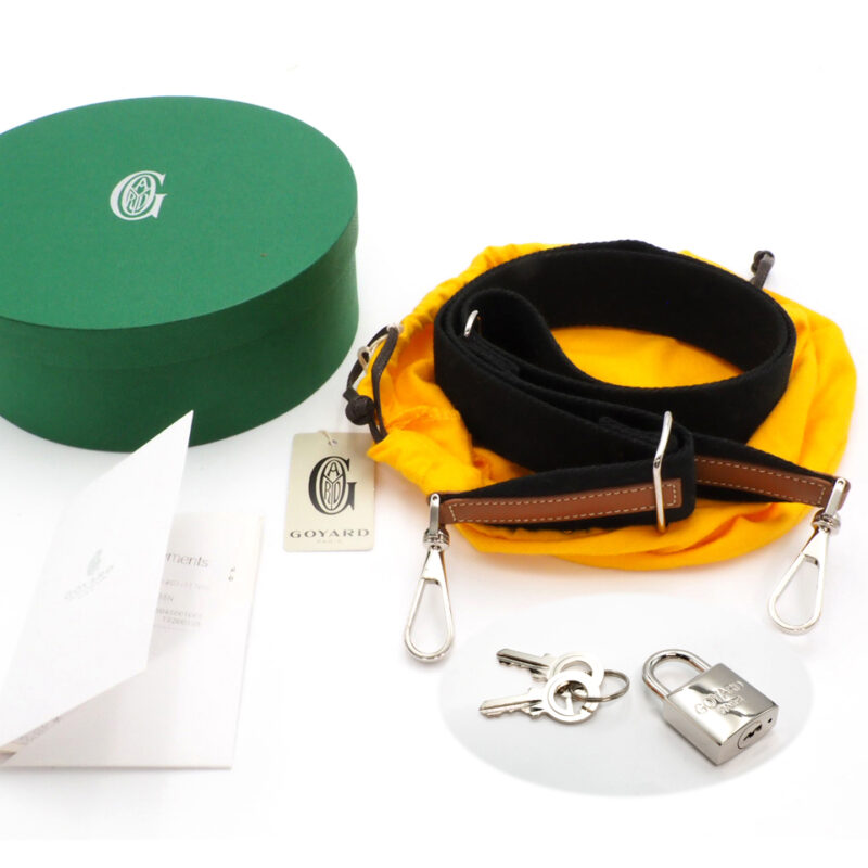 GOYARD Black & Tan Sangle PM Canvas Leather Detachable Shoulder Strap with Key and Lock