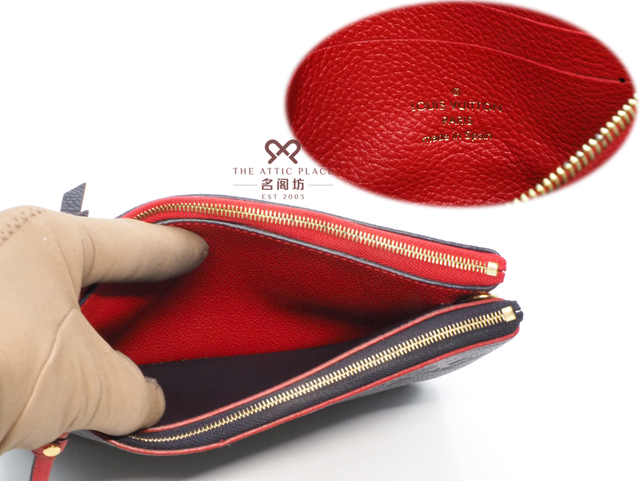 Louis Vuitton M63916 Empreinte Marine Rouge Double Zip Pochette Gold Hardware (GI4109) - Image 6