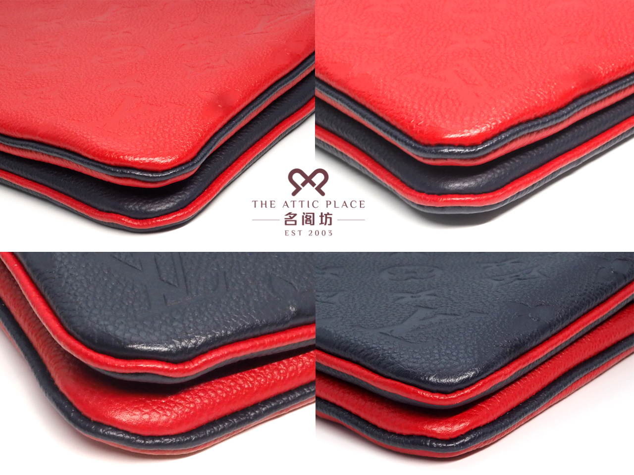 Louis Vuitton M63916 Empreinte Marine Rouge Double Zip Pochette Gold Hardware (GI4109) - Image 5