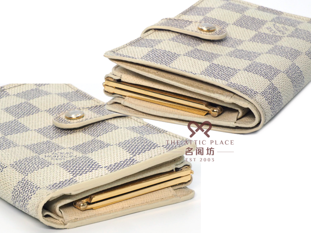 Louis Vuitton N61676 Damier Azur Portefeuille Viennois Bi-fold French Wallet (MI4077) - Image 8