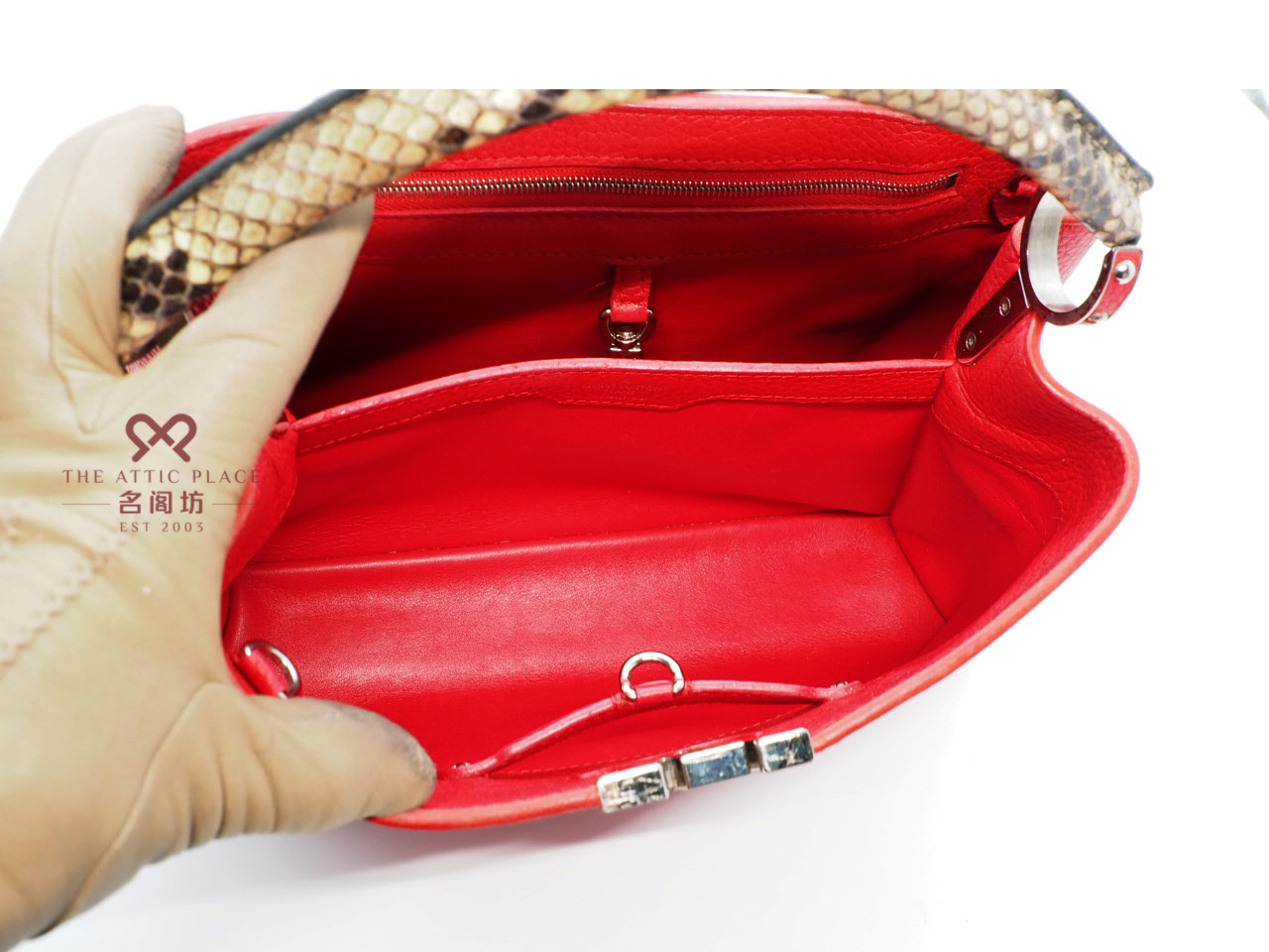 Louis Vuitton Limited Edition Red/ Rubis Capucines PM Python Handle Tote/ Shoulder bag (MI0156) - Image 12
