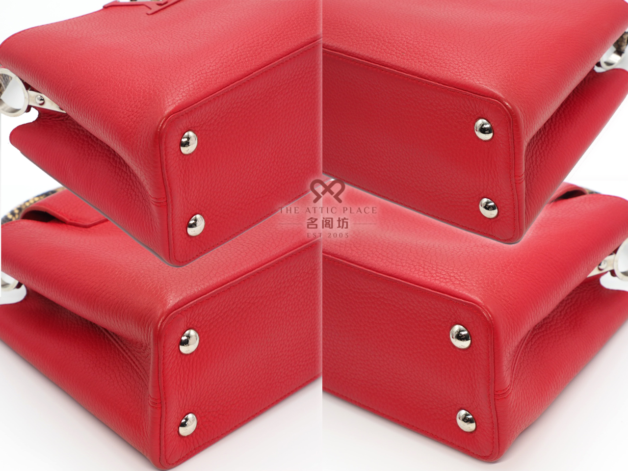 Louis Vuitton Limited Edition Red/ Rubis Capucines PM Python Handle Tote/ Shoulder bag (MI0156) - Image 9