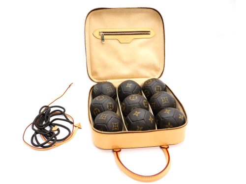 Louis Vuitton Limited Edition Petanque Ball Home Decor Game- Monogram Canvas & Vachetta Leather