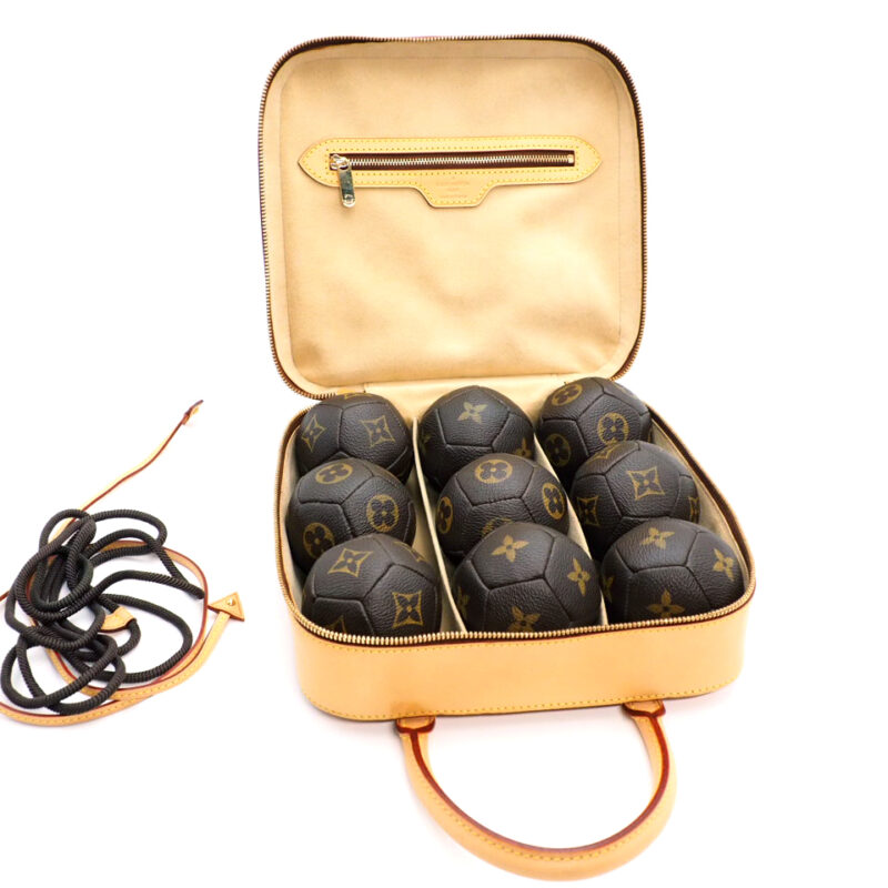 Louis Vuitton Limited Edition Petanque Ball Home Decor Game- Monogram Canvas & Vachetta Leather