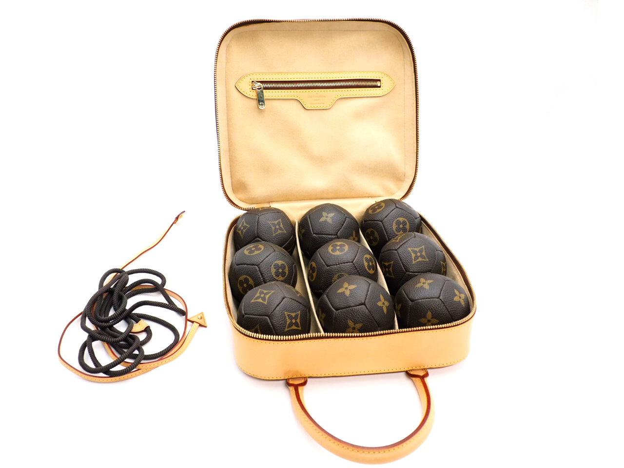 Louis Vuitton Limited Edition Petanque Ball Home Decor Game- Monogram Canvas & Vachetta Leather