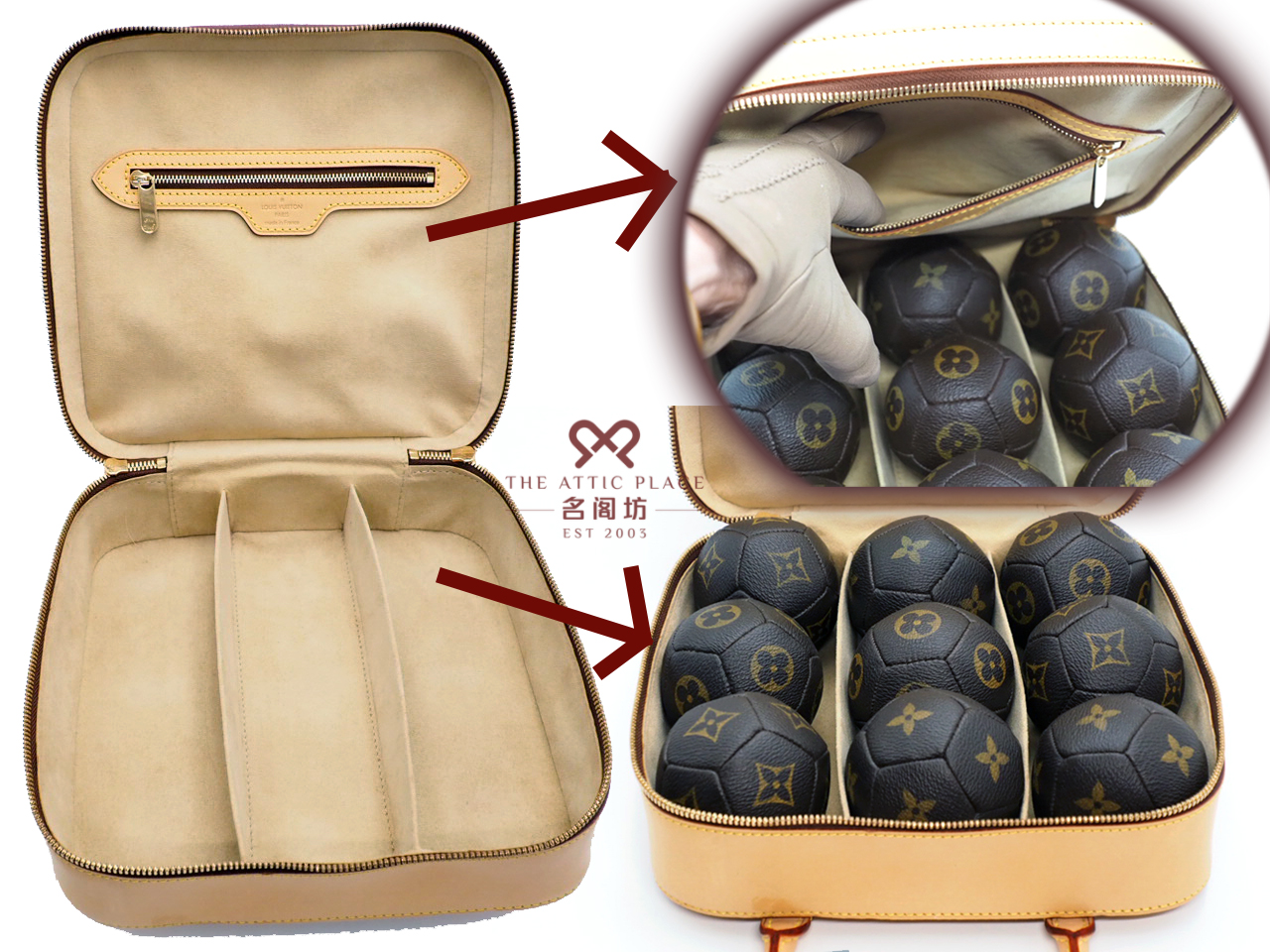 Louis Vuitton Limited Edition Petanque Ball Home Decor Game- Monogram Canvas & Vachetta Leather - Image 8