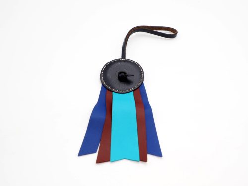 Hermes Sac Paddock Leather Small Flot Bag Charm- Iris/ Maroon/ Blue Multicolor