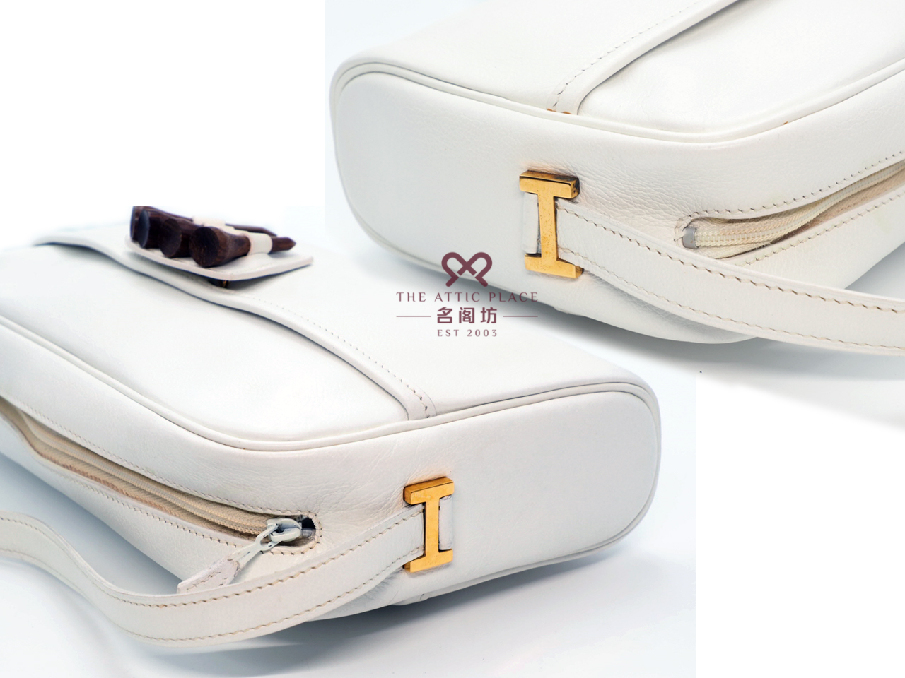 Hermes White Vintage '80s Ardennes Golf Tee Messenger Bag - Image 5