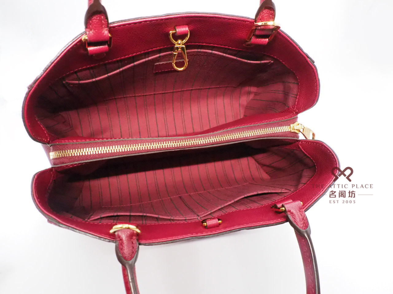 Louis Vuitton Red Monogram Empreinte Montaigue MM 2-Way Bag (SP4157) - Image 8