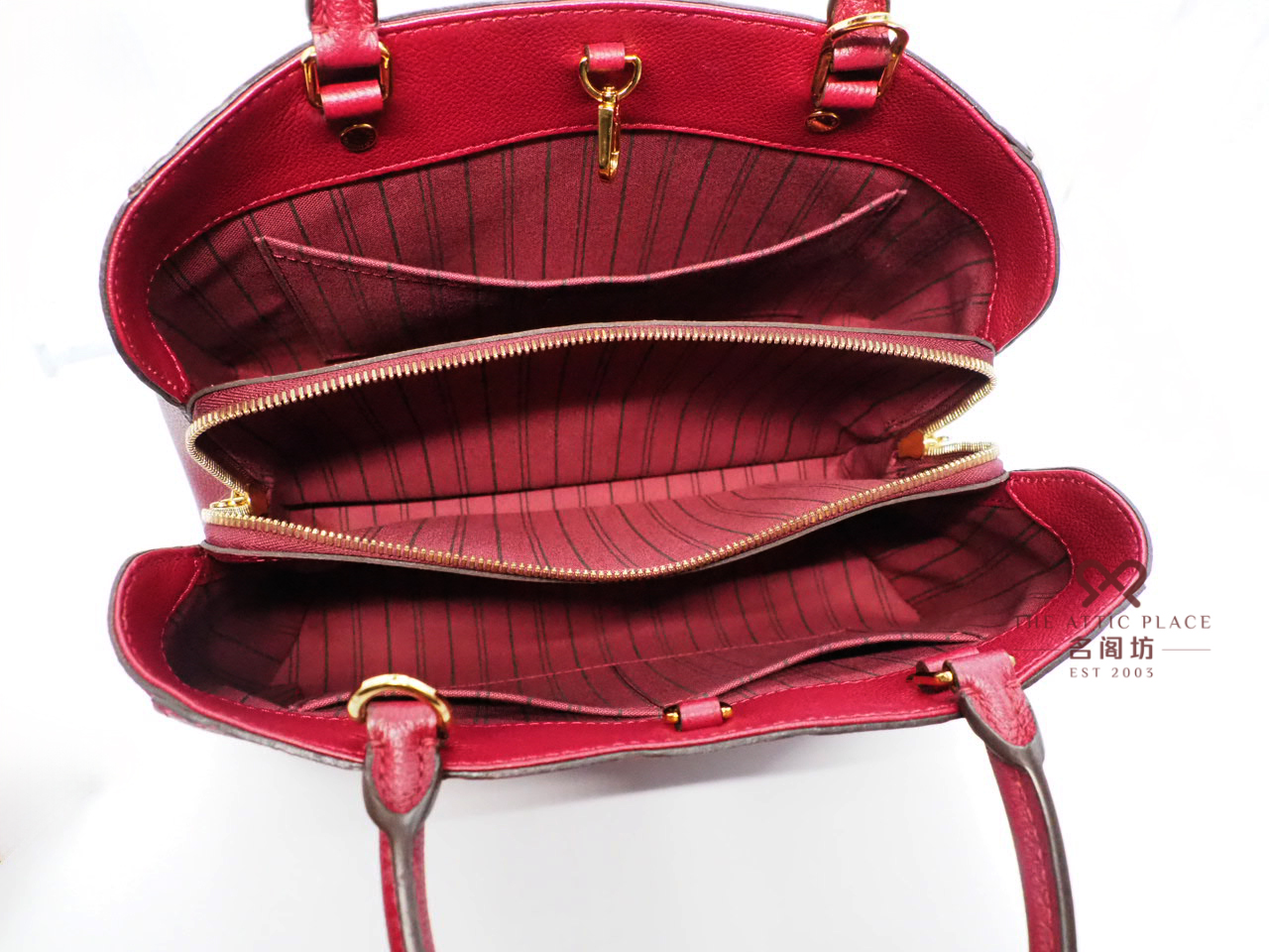 Louis Vuitton Red Monogram Empreinte Montaigue MM 2-Way Bag (SP4157) - Image 10